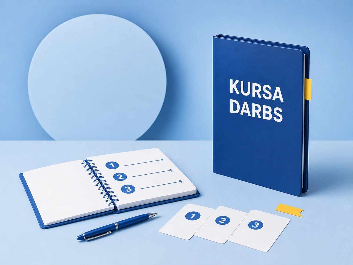 Kursa darba plāns, piezīmju grāmata un projekta materiāli